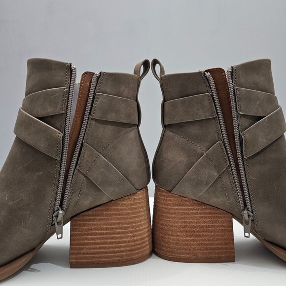 NEW Korks Kork Ease Shyla Ankle Boot Womens Size 9 Taupe Block Heel Buckle Strap - Picture 4 of 14